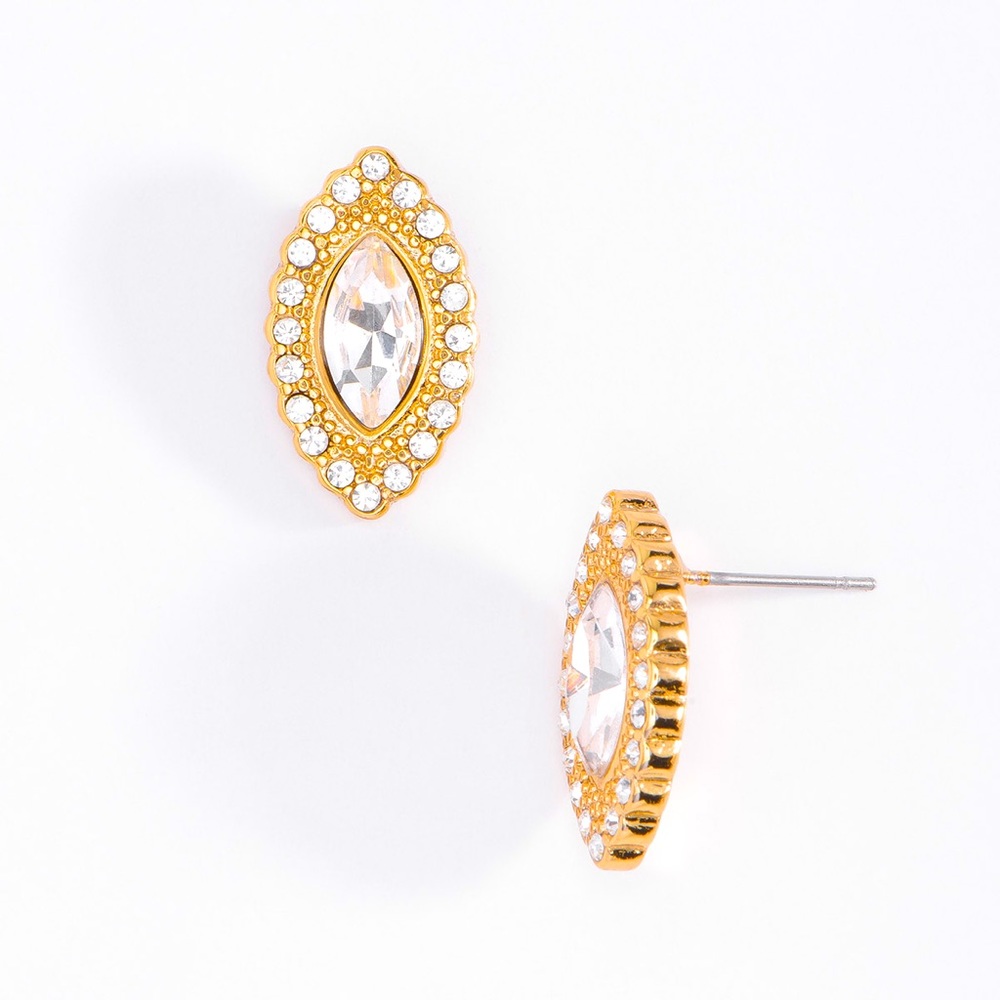 GOLD PLATED EARRINGS WITH POST AND CRYSTAL COLOR STONES